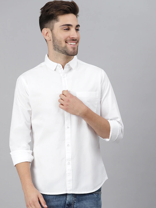 Dennis Lingo Men White Comfort Slim Fit Solid